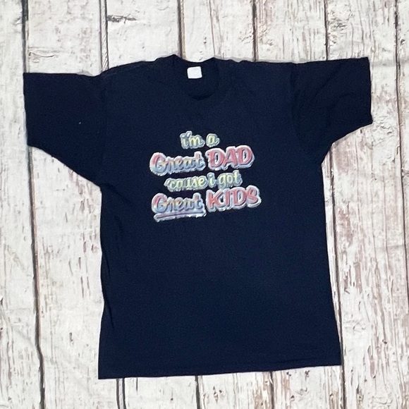 Vintage 80s Best Dad Because Great Kids 1980s Graphic Fathers Day Tshirt - Picture 1 of 4